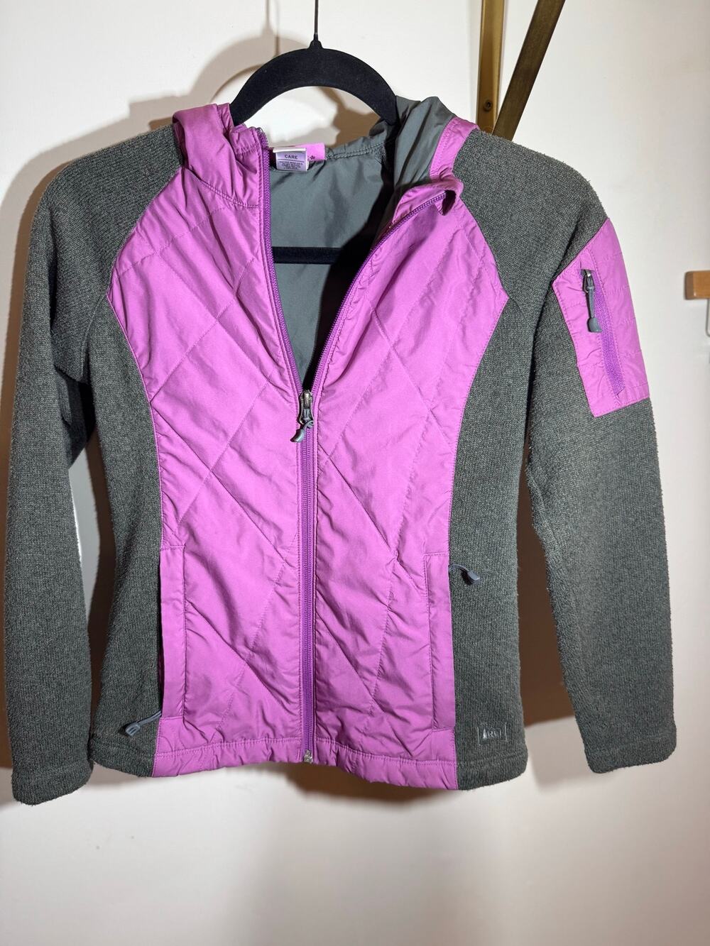 REI Fleece Zipper Front Hooded Jacket